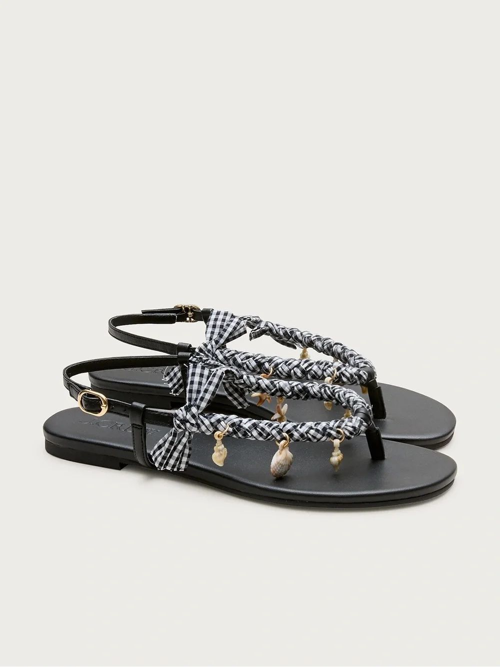 NIB JCREW Audrey charm slingback sandals with gingham ribbon
